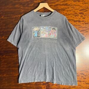 90s Faded + Distressed Mens Black NEA Graphic Tee L